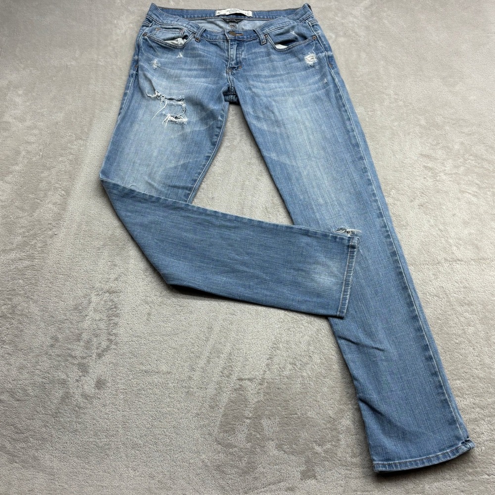 Abercrombie & Fitch Bootcut Jeans Women 4L 27 Light Wash Distressed Stretch Y2K